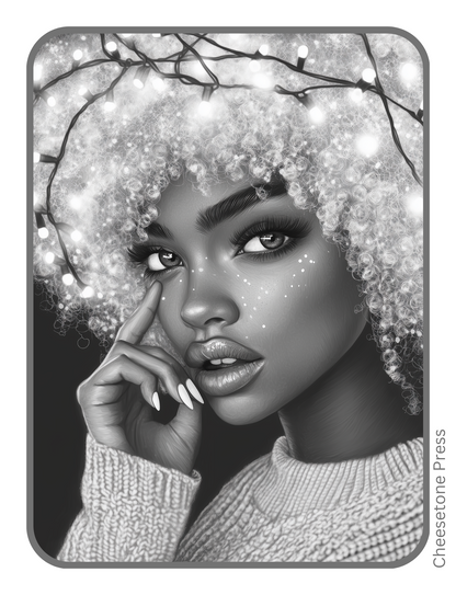 Holiday Sass & Spirit Grayscale Digital Download 23 Pg Coloring Bundle