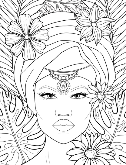 High Fashion Coloring Prompt Book: African Faces FULL BOOK PRINTABLE BUNDLE