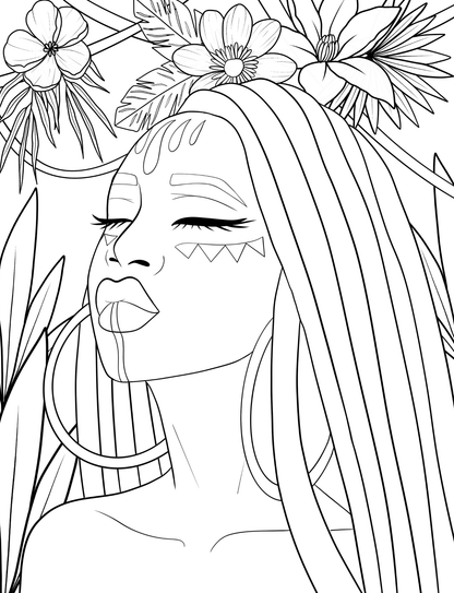 High Fashion Coloring Prompt Book: African Faces