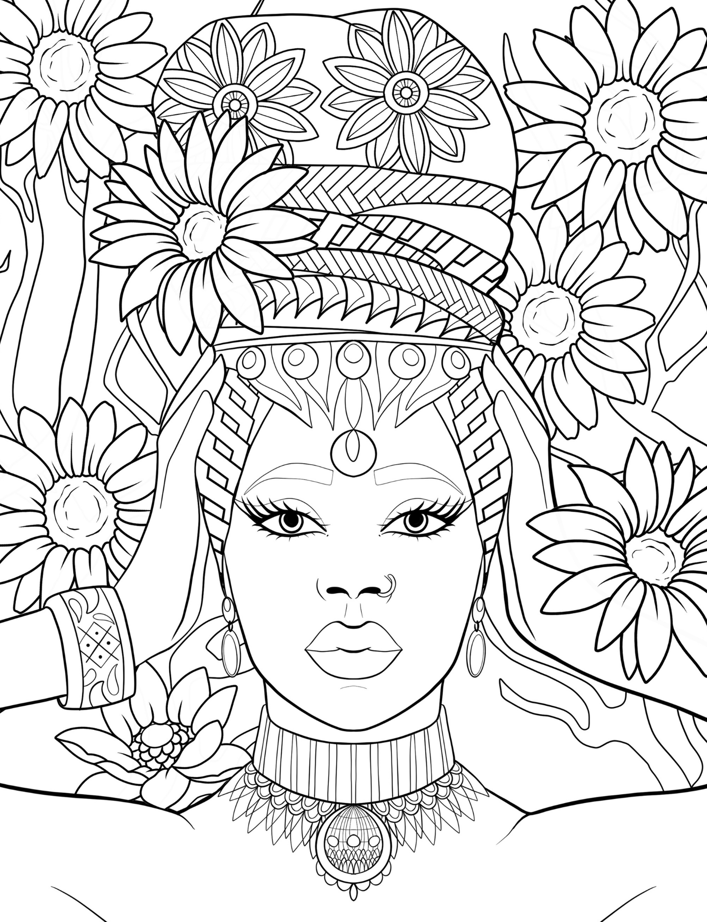 High Fashion Coloring Prompt Book: African Faces FULL BOOK PRINTABLE BUNDLE