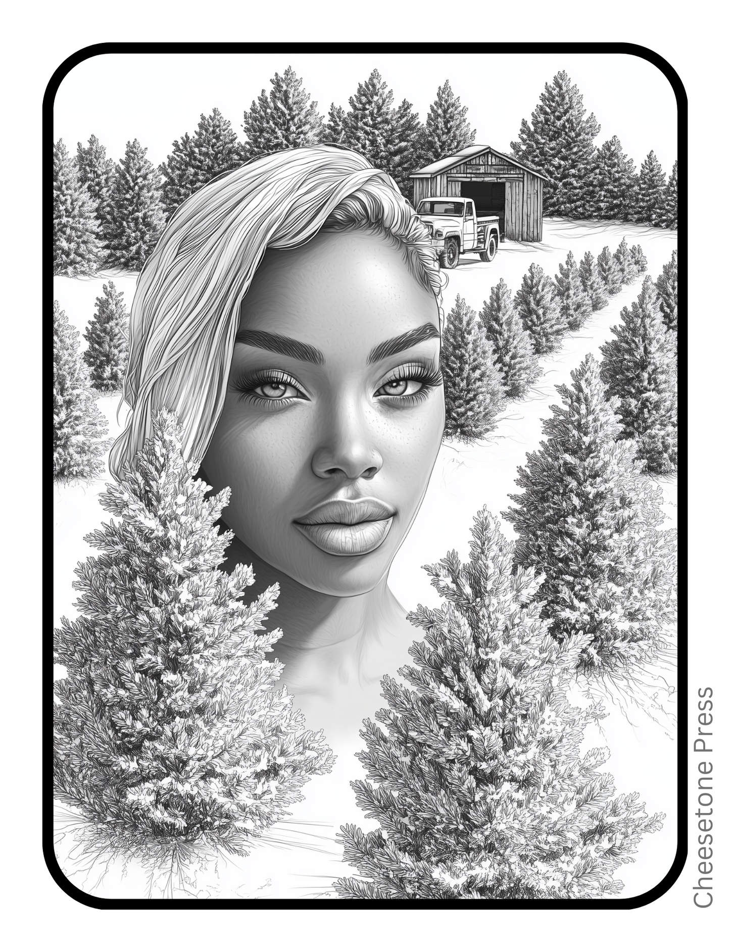 Unique Beautiful Women Christmas Portrait Grayscale 20 pg Printable Bundle