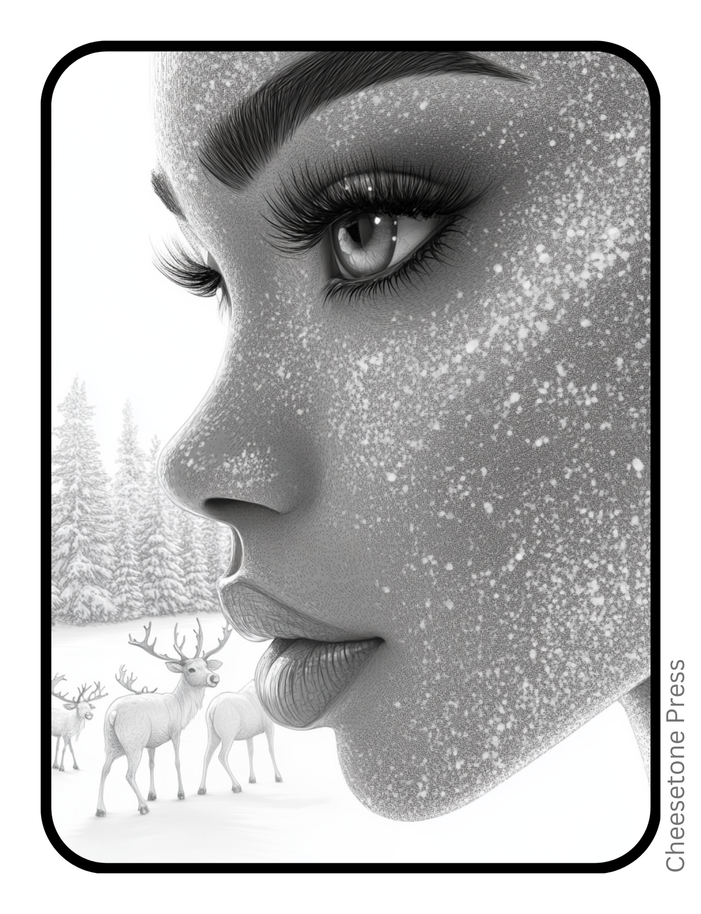 Unique Beautiful Women Christmas Portrait Grayscale 20 pg Printable Bundle