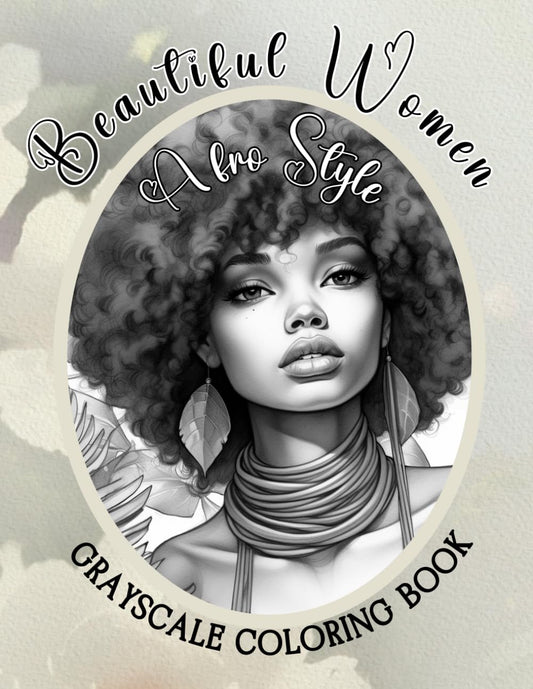 Beautiful Women Afro Style Grayscale Coloring Book