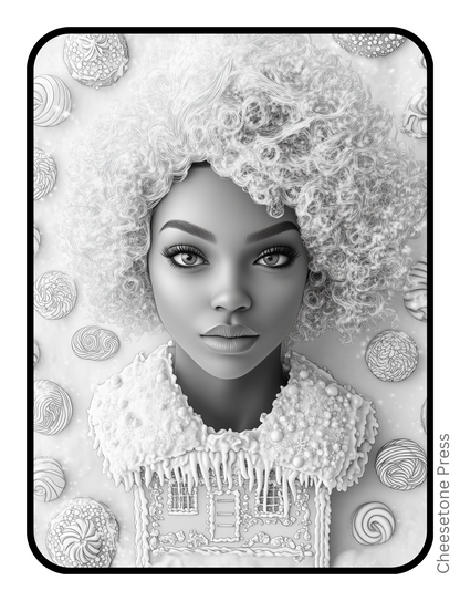 Unique Beautiful Women Christmas Portrait Grayscale 20 pg Printable Bundle